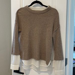 Brochu Walker cashmere and silk lined beige and white sweater size XS